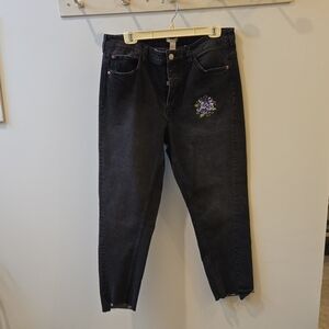 Embroidered Black Jeans for Women